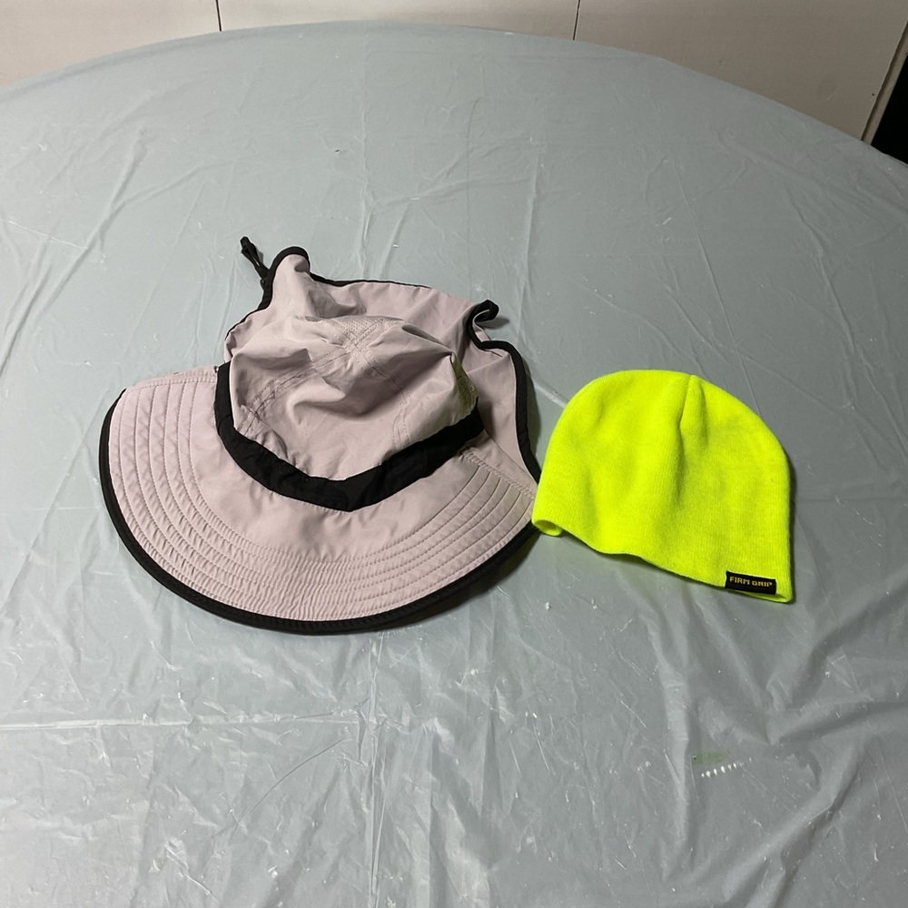 Stylish Neon Beanie and Gray Sun Hat Set